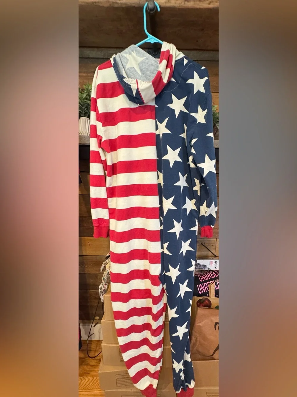 Disguise mens American Flag One-Piece Pajamas - Red, White, Blue